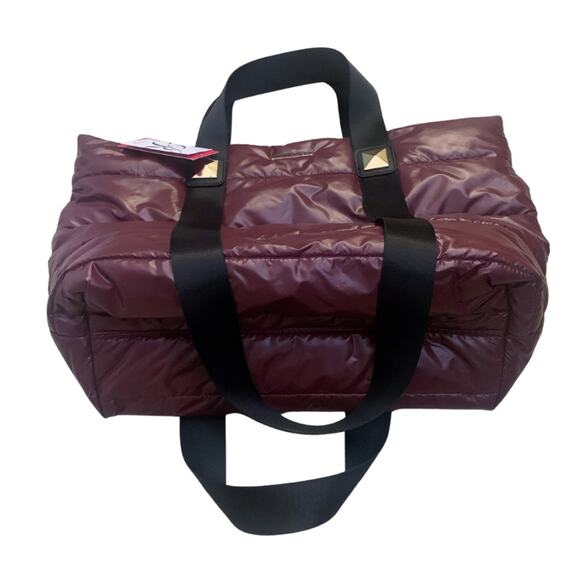 Rampage Quilted Puffer Handbag Shoulder Bag Wine Red Burgundy Tote Big Purse - Picture 4 of 12
